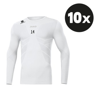 JAKO Longsleeve Comfort 2.0 Longsleeve Underwear (10 Stück) Teampaket mit Textildruck weiß | Freie Größenwahl (3XS - XXL)