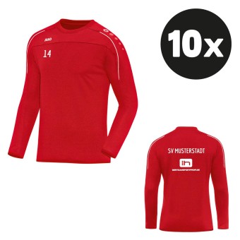 JAKO Sweat Classico Pullover (10 Stück) Teampaket mit Textildruck rot | Freie Größenwahl (116 - XXL)