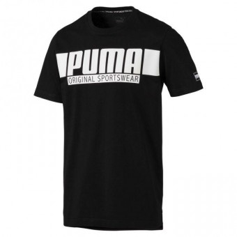 Puma Style Athletics Graphic Tee T-Shirt Cotton Black | M