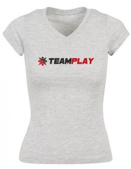 TEAMPLAY Ladies Logo Shirt heather grey | XXL