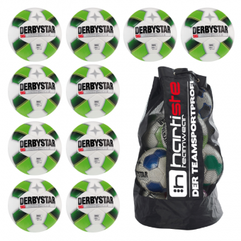 DERTEAMSPORTPROFI.DE | Derbystar 10x X-treme Pro TT Fußball 10er Ballpaket  + Ballsack weiß-grün-gelb | 5 | online kaufen